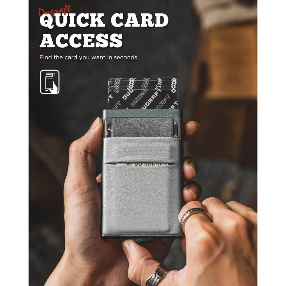 🆕Men Grey Minimalist Card Wallet Card Holder PopUp with Money Front Credit Card